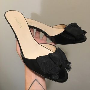 🖤Prada🖤 Black Bow Kitten Heel Pumps
